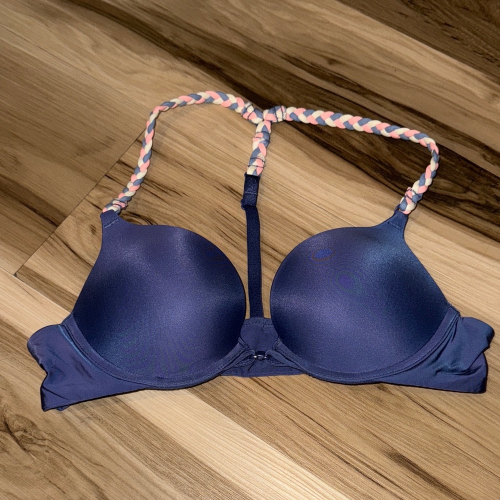 Victoria's Secret Navy push up Bra with Braided Straps
